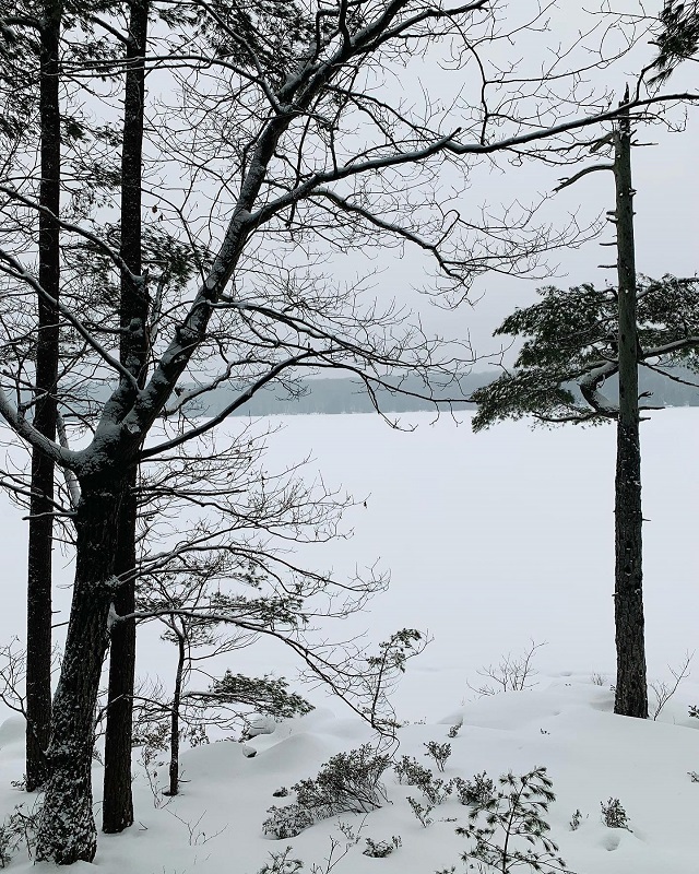 Vue sur le lac gelé de Hardy