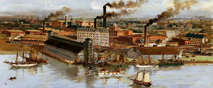 une vue du Distillery District au XIXème siècle